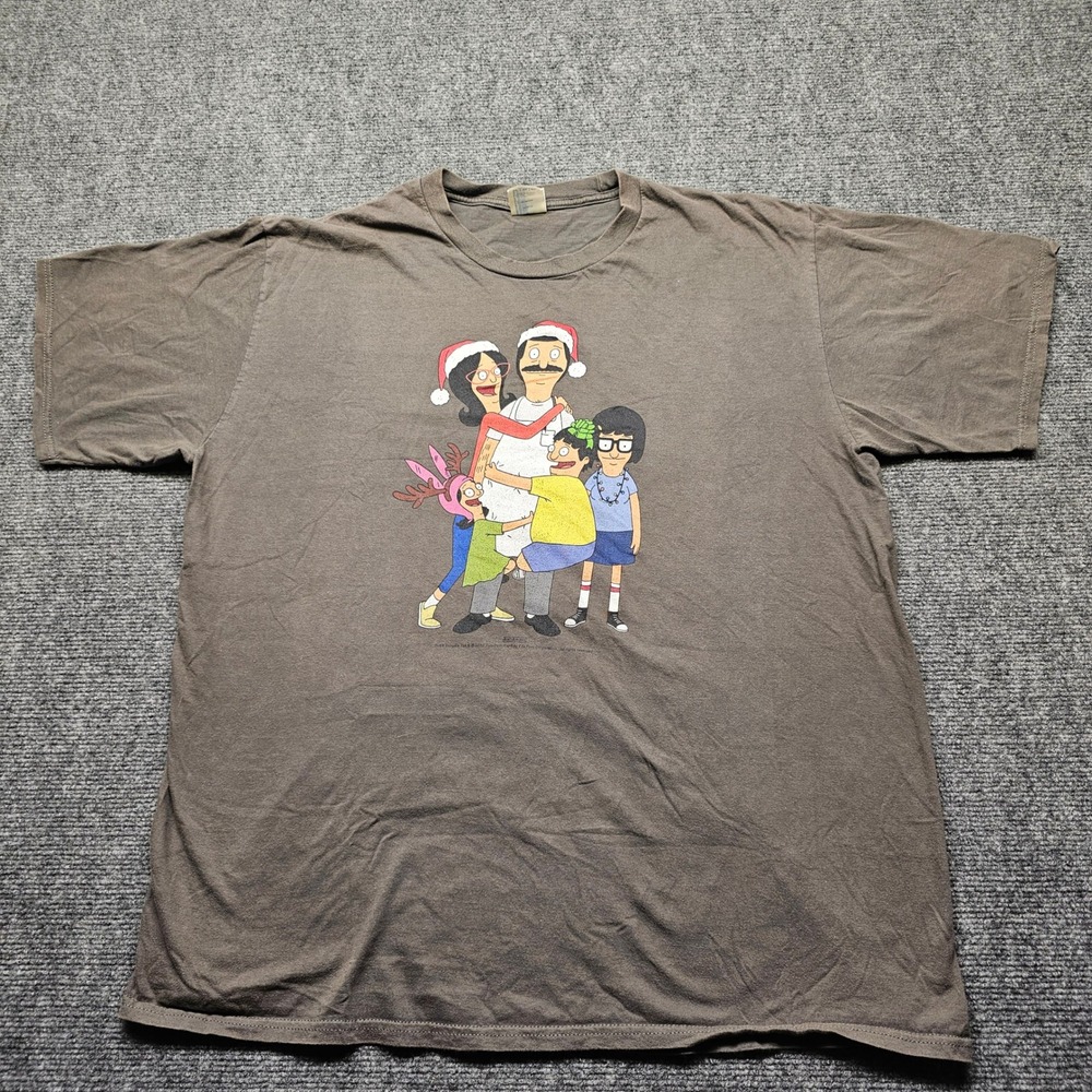 Bobs Burgers Christmas Belcher Family Graphic T-Shirt XL Gray Port & Company